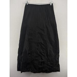APRIL CORNELL Skirt M Maxi 100% Silk Side Zip Elastic Waist Black